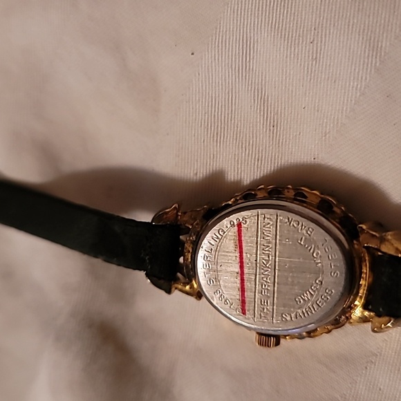 Vintage Franklin Mint Sterling Cubic Zirconia Fancy Womens Watch MOP Face‎ Black main image 7